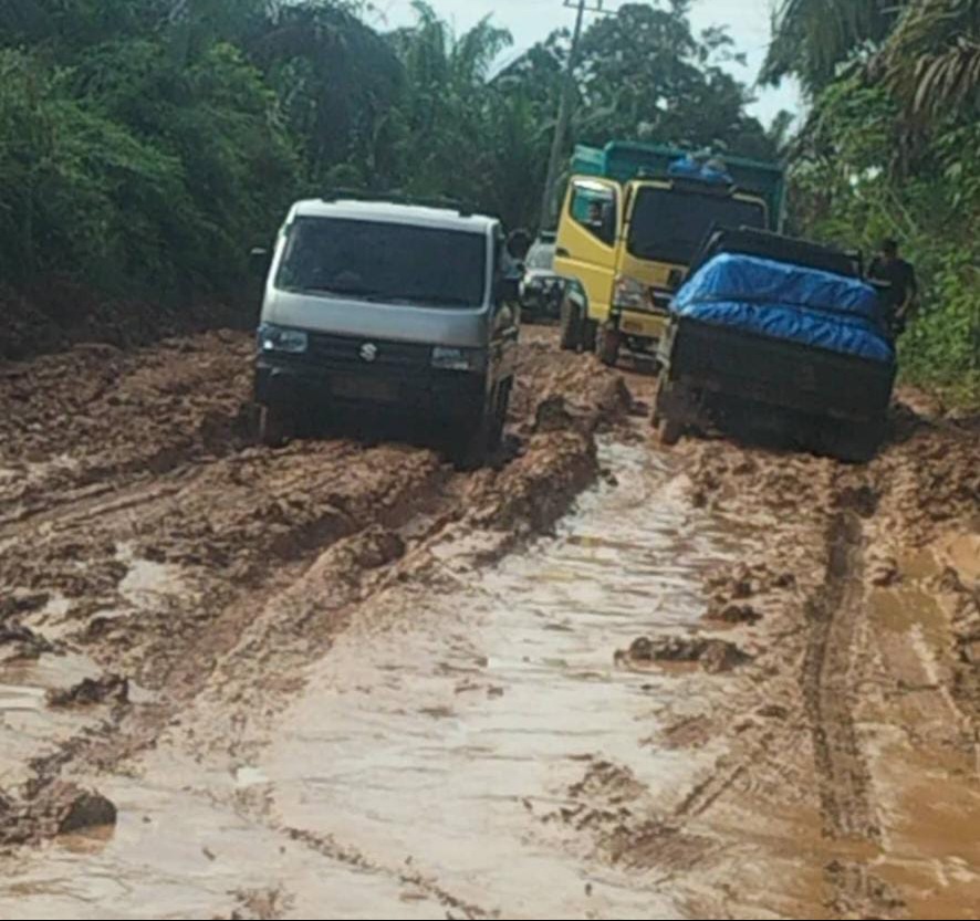 Jalan Penghubung Antar Desa Sei Kandis ke Kecamatan Pendalian Rusak Parah